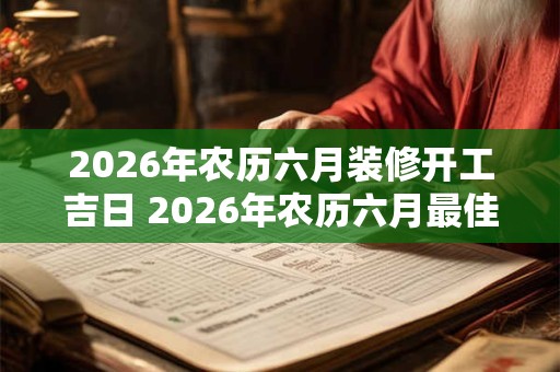 2026年农历六月装修开工吉日 2026年农历六月最佳日子是哪天 2026年农历六月装修开工吉日 2026年农历六月最佳日子是哪天