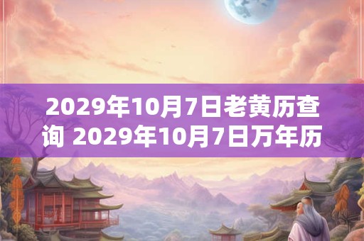 2029年10月7日老黄历查询 2029年10月7日万年历黄道吉日