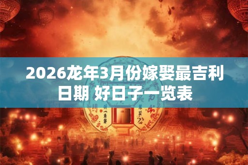 2026龙年3月份嫁娶最吉利日期 好日子一览表
