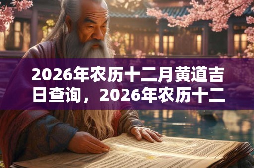 2026年农历十二月黄道吉日查询，2026年农历十二月最好的日子