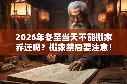 2026年冬至当天不能搬家乔迁吗？搬家禁忌要注意！