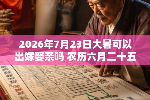 2026年7月23日大暑可以出嫁娶亲吗 农历六月二十五老黄历查询