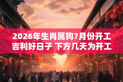 2026年生肖属狗7月份开工吉利好日子 下方几天为开工吉日