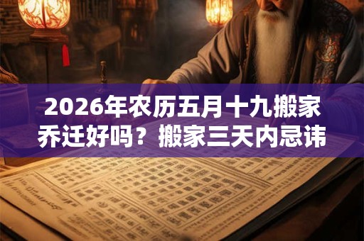 2026年农历五月十九搬家乔迁好吗？搬家三天内忌讳同房吗？