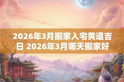 2026年3月搬家入宅黄道吉日 2026年3月哪天搬家好日子 2026年3月搬家入宅黄道吉日 2026年3月哪天搬家好日子