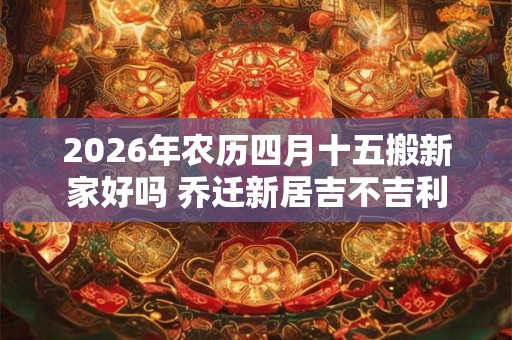 2026年农历四月十五搬新家好吗 乔迁新居吉不吉利 2026年农历四月十五搬新家好吗 乔迁新居吉不吉利