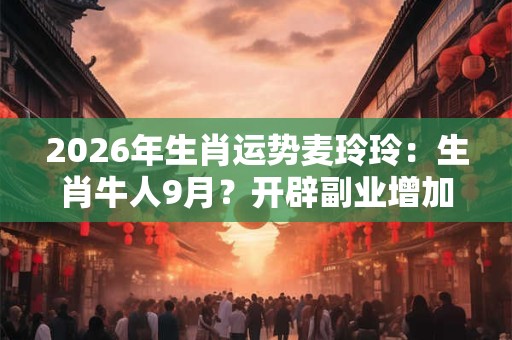 2026年生肖运势麦玲玲：生肖牛人9月？开辟副业增加收入
