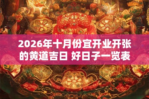 2026年十月份宜开业开张的黄道吉日 好日子一览表 2026年十月份宜开业开张的黄道吉日 好日子一览表