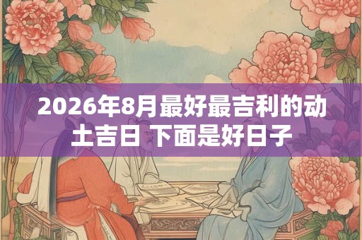 2026年8月最好最吉利的动土吉日 下面是好日子