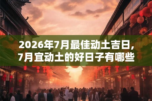 2026年7月最佳动土吉日,7月宜动土的好日子有哪些？