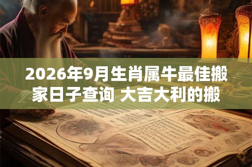 2026年9月生肖属牛最佳搬家日子查询 大吉大利的搬家日子