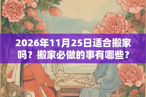 2026年11月25日适合搬家吗?搬家必做的事有哪些? 2026年11月25日适合搬家吗?搬家必做的事有哪些?