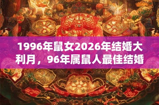 1996年鼠女2026年结婚大利月，96年属鼠人最佳结婚年份