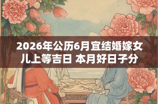 2026年公历6月宜结婚嫁女儿上等吉日 本月好日子分析