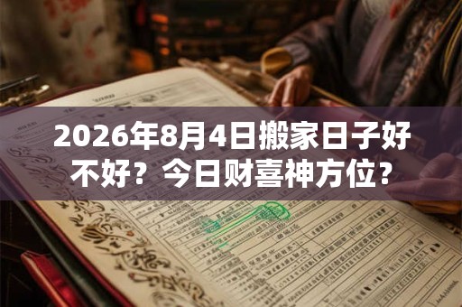 2026年8月4日搬家日子好不好？今日财喜神方位？