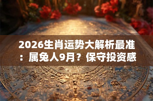 2026生肖运势大解析最准:属兔人9月?保守投资感情良好 2026生肖运势大解析最准:属兔人9月?保守投资感情良好