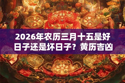 2026年农历三月十五是好日子还是坏日子？黄历吉凶