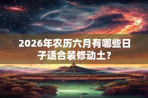 2026年农历六月有哪些日子适合装修动土？