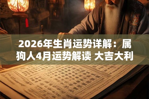 2026年生肖运势详解：属狗人4月运势解读 大吉大利诸事顺利