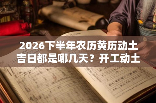 2026下半年农历黄历动土吉日都是哪几天？开工动土第一锹是谁来挖