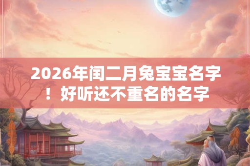 2026年闰二月兔宝宝名字！好听还不重名的名字