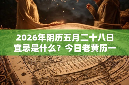 2026年阴历五月二十八日宜忌是什么?今日老黄历一览表 2026年阴历五月二十八日宜忌是什么?今日老黄历一览表