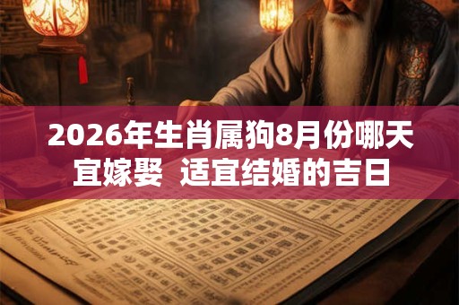 2026年生肖属狗8月份哪天宜嫁娶 适宜结婚的吉日 2026年生肖属狗8月份哪天宜嫁娶 适宜结婚的吉日
