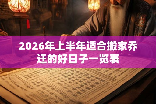 2026年上半年适合搬家乔迁的好日子一览表