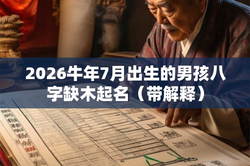 2026牛年7月出生的男孩八字缺木起名（带解释）
