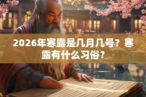 2026年寒露是几月几号？寒露有什么习俗？