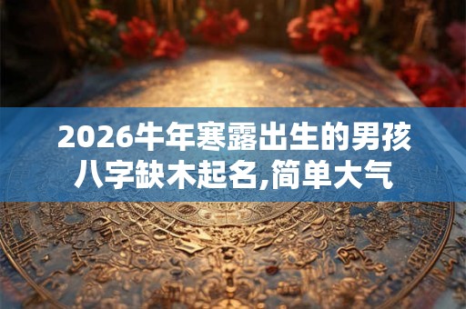 2026牛年寒露出生的男孩八字缺木起名,简单大气