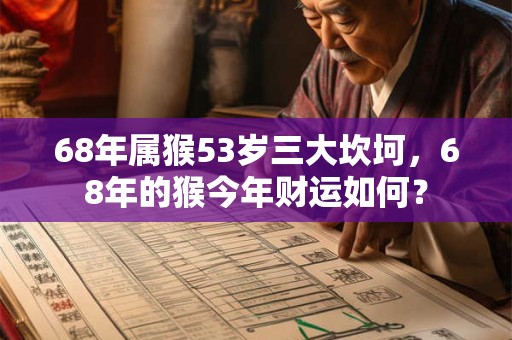68年属猴53岁三大坎坷，68年的猴今年财运如何？