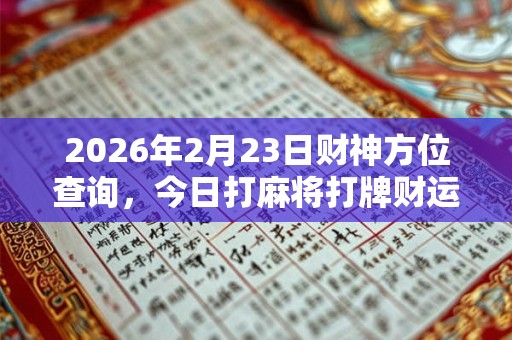 2026年2月23日财神方位查询，今日打麻将打牌财运方位