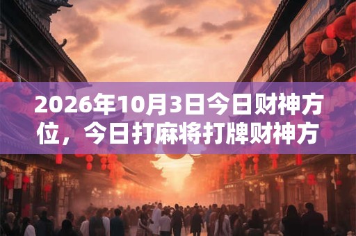 2026年10月3日今日财神方位，今日打麻将打牌财神方位
