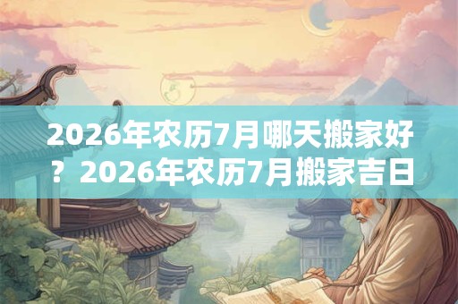 2026年农历7月哪天搬家好?2026年农历7月搬家吉日一览表 2026年农历7月哪天搬家好?2026年农历7月搬家吉日一览表