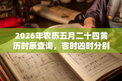 2026年农历五月二十四黄历时辰查询，吉时凶时分别是什么时辰