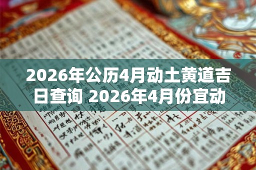 2026年公历4月动土黄道吉日查询 2026年4月份宜动土的大吉之日