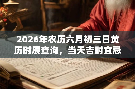 2026年农历六月初三日黄历时辰查询,当天吉时宜忌查询 2026年农历六月初三日黄历时辰查询,当天吉时宜忌查询