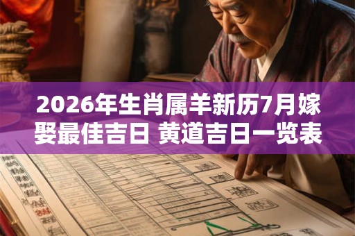2026年生肖属羊新历7月嫁娶最佳吉日 黄道吉日一览表