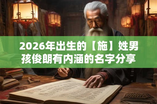 2026年出生的【施】姓男孩俊朗有内涵的名字分享 2026年出生的【施】姓男孩俊朗有内涵的名字分享
