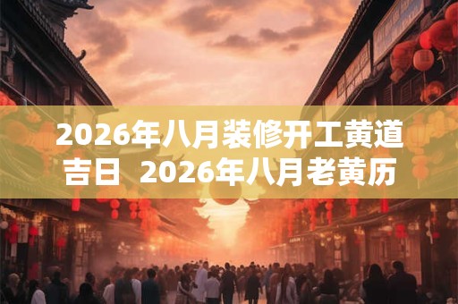 2026年八月装修开工黄道吉日  2026年八月老黄历