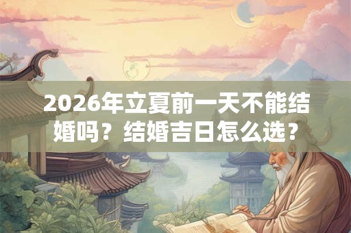 2026年立夏前一天不能结婚吗？结婚吉日怎么选？