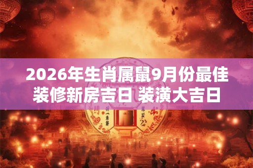 2026年生肖属鼠9月份最佳装修新房吉日 装潢大吉日