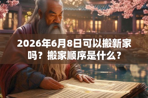 2026年6月8日可以搬新家吗？搬家顺序是什么？