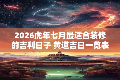 2026虎年七月最适合装修的吉利日子 黄道吉日一览表