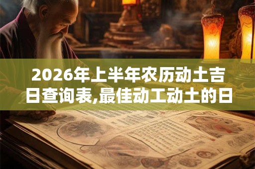 2026年上半年农历动土吉日查询表,最佳动工动土的日子