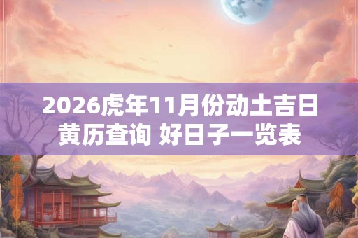 2026虎年11月份动土吉日黄历查询 好日子一览表 2026虎年11月份动土吉日黄历查询 好日子一览表