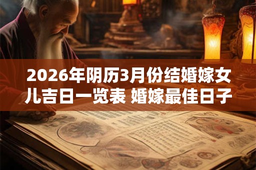 2026年阴历3月份结婚嫁女儿吉日一览表 婚嫁最佳日子