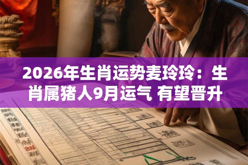 2026年生肖运势麦玲玲：生肖属猪人9月运气 有望晋升避免投资