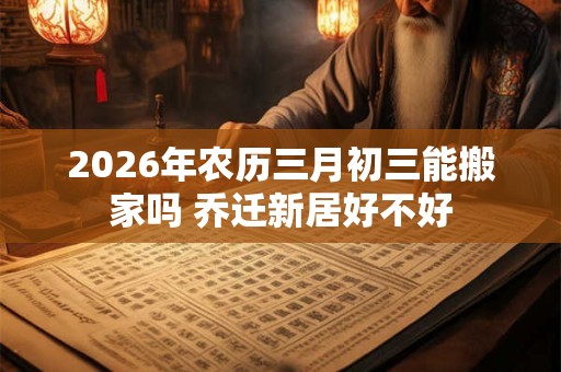 2026年农历三月初三能搬家吗 乔迁新居好不好
